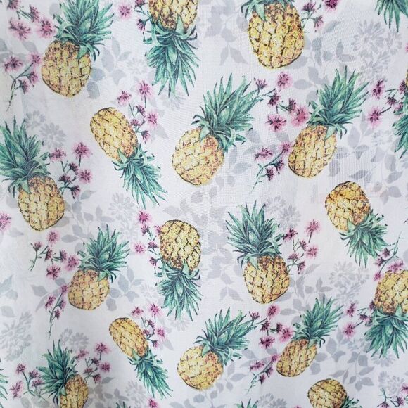 Miken Swim Flutter Sleeve Off Shoulder Beach Cover Up Sz S Pineapple Semi Sheer - Picture 3 of 10